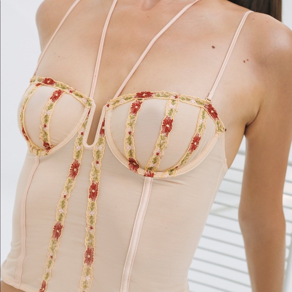 ZARA floral embroidered bustier - Picture 1 of 4